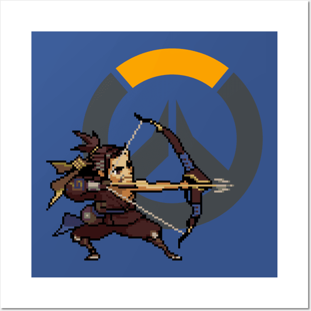 Overwatch - 16-Bit Hanzo W/ Logo Wall Art by wyckedguitarist